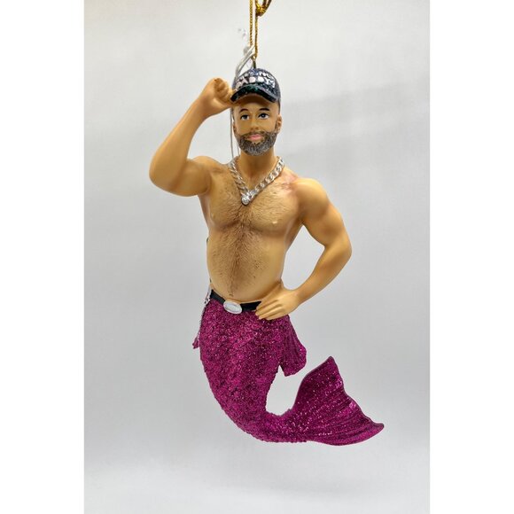 December Diamonds MERMAN Mermaid Man Gay Who's Your Daddy Bear ornament NWT - Picture 1 of 6